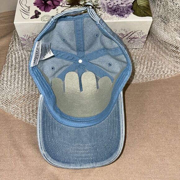 MIGHTY FINE OS UNISEX Vintage Blue Wash Denim Dog Embroidered Baseball Cap - Picture 10 of 12